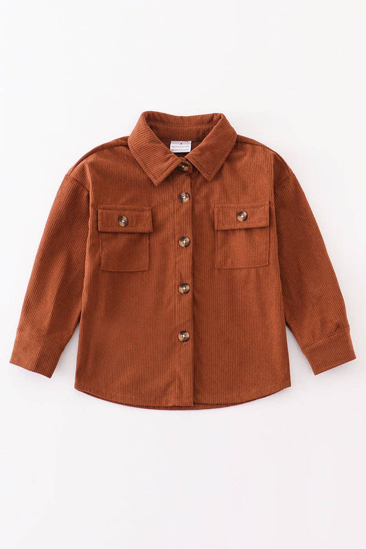 Rust Brown Corduroy Shacket Shirt - Gunner & Gabby 