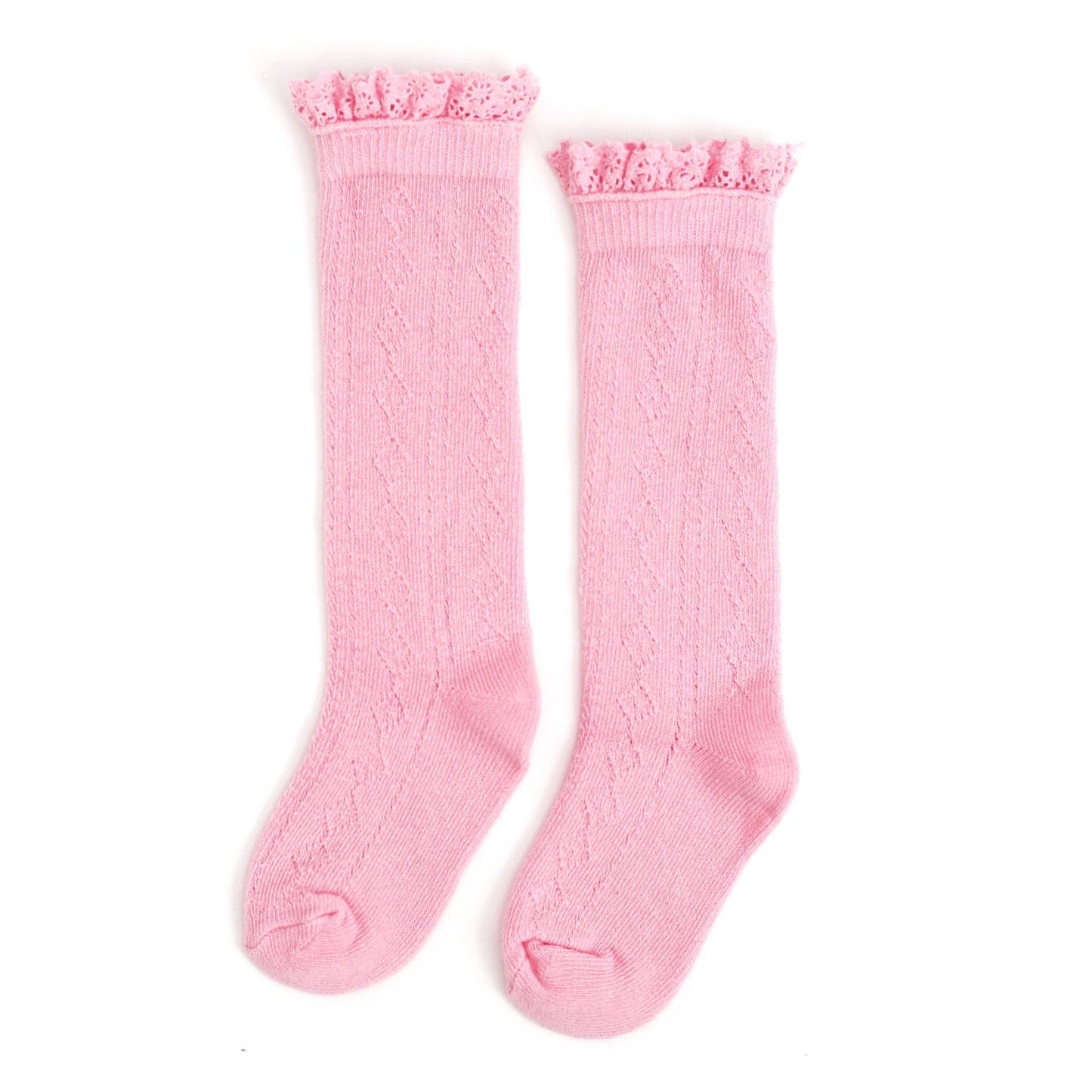 Pink Lace Top Knee High Socks