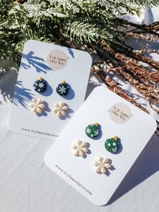 Christmas Ornament (2 Pack) | Polymer Clay Stud Earrings - Gunner & Gabby 