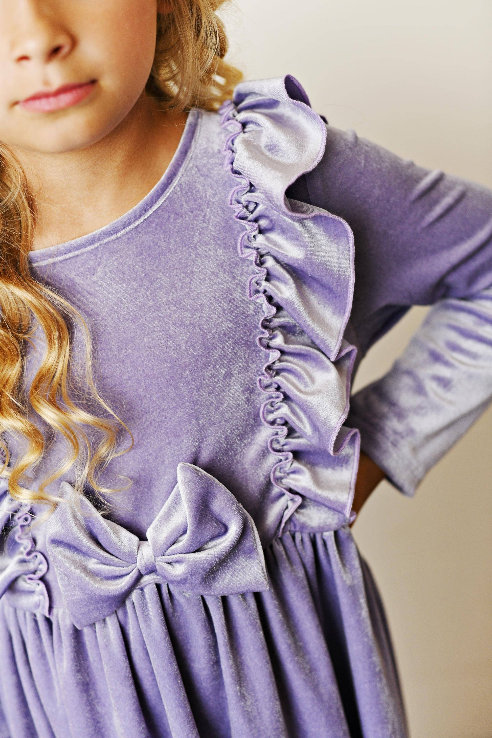 Velvet Lavender  Ruffle Dress - Gunner & Gabby 