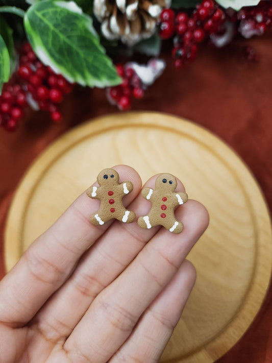 Gingerbread Men | Christmas | Polymer Clay Stud Earrings - Gunner & Gabby 